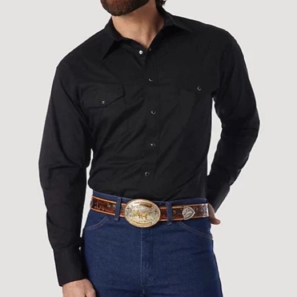 Wrangler Other - WRANGLER Men’s Black Western Long Sleeve Snap Button Up Shirt size: 2XL Tall
